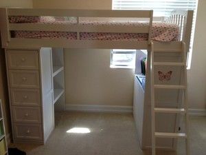 Twin white loft bed with desk, bookcase, dresser  local Fort Myers FL