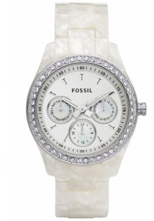 fossil stella white dial plastic womens watch es2790