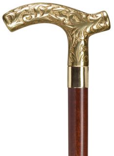   DERBY EMBOSSED DESIGN FRITZ WALKING CANE STICK brown 36 to 250 lbs