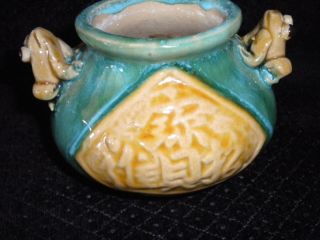 Unique 3D Frog Planter Pot Glazed Pottery Ceramic RARE Asian Design