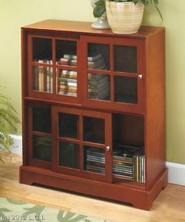  Crafted Wooden Sliding Door Media Cabinet Storage 2 Finishes