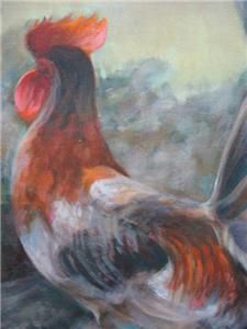 Betty Foy Sanders Original Oil Rooster on The Prowl