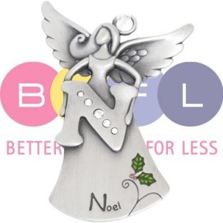 Ganz Angel Initial Pewter Christmas Holiday Ornament N