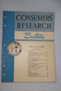  Research Bulletin Mar 1948 Gas Ranges Detergents Night Lights