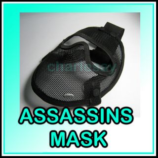 Full Face Assassins Airsoft Steel Metal Mesh Mask Black