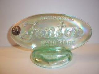 Fenton Glass Willow Green Carnival Dealer Logo Display Sign Franks