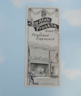 Franklin Stove Early Advertising Gatefold for Portable Fire Place 1896