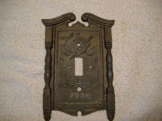 Vintage Brass 1776 Fyfe Drum Switch Plate Colonial