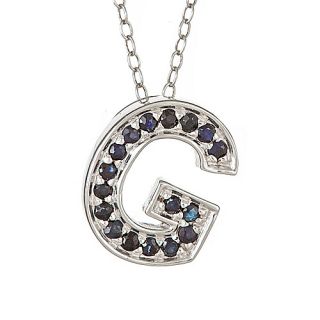 37ct Sapphire Round Cut Letter G Alphabet Pendant w Chain 925 Sterling