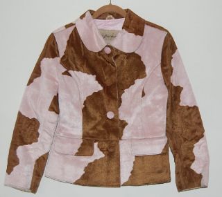 REM Garson Womans Cowhide Leather Brown Pink Fur Jacket S