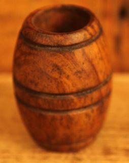  Antique Olive Wood Barrel Open Salt