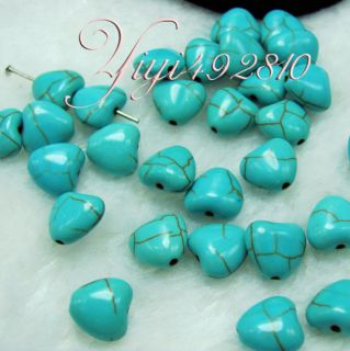 New 50pcs Turquoise Heart Gem Bead 10mm Free Shipping