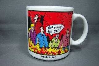  Side Mug RARE NERDS IN HELL by Gary Larson c 1987 Excellent Condition