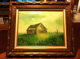 Original Oil On Canvas Painting Signed Gailey Solid Wood Carved Frame
