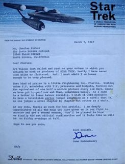 Star Trek Gene Roddenberry Signed Desilu Letter Autograph COA 1967 VTG