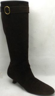 FRATELLI ROSSETTI Brown Suede Side Zip Knee High Riding Boots Kitten
