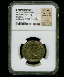 Roman Empire Galerius Ad 305 311 Bi Nummus Heraclea Reverse Genius NGC