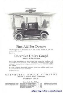 1923 Chevrolet Utility Coupe Vintage Auto Print Ad $680 Fob Flint