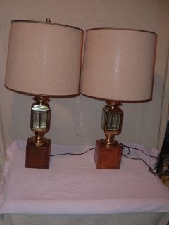 Pair Frederick Cooper Carriage Lamps Vintage Bevel Glass