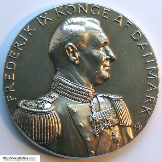 Denmark 1949 Silver Medal Frederik IX