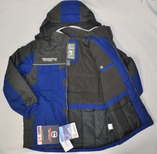 New Free Country Fcxtreme Boys Hooded Ski Jacket Blue Gray Size Large