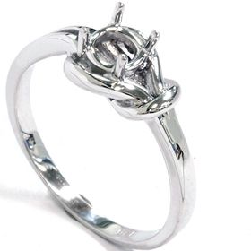 Solitaire Solid 14k White Gold Knot Style Engagement Ring Setting Semi