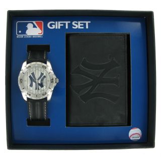 Game Time Watch Wallet Mens New York Yankees Leather Gift Set