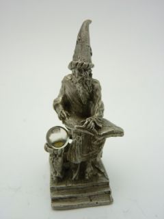 Gallo Miniature Pewter Wizard Figurine with A Crystal Ball 