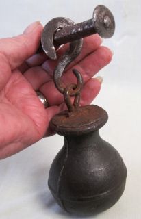 very rare antique iron steelyard with shaped ball weight in