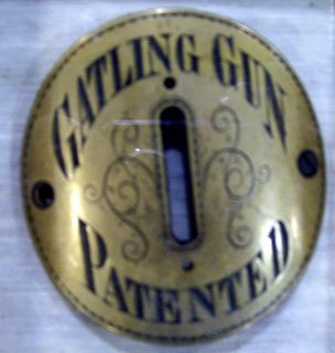 COLT GATLING BRONZE GUN PLATE FROM A MODEL 1883 COLT GATLING GUN
