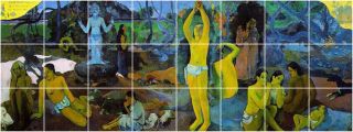 XL Paul Gauguin People Painting Ceramic Kitchen Backsplash Tile