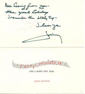Jimmy Durante Signed Christmas x mas Card sent to Douglas Fairbanks Jr