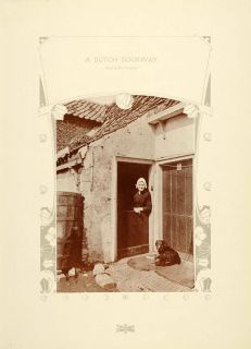 1907 Print Dutch Door House Rural Woman Holland Netherlands Dog Dirk