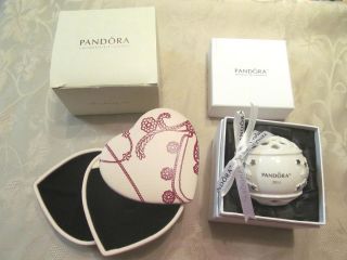 Authentic Pandora Genuine Leather Heart Pink Jewelry Box 2011 Ornament