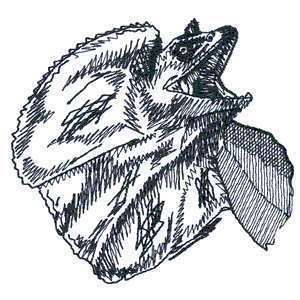 Epic Frilled Lizard Dragon Head Outline Iron on Patch