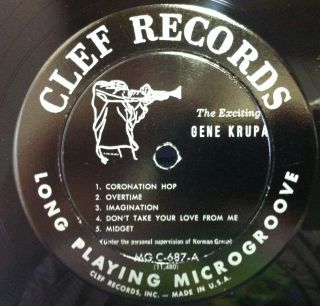 Gene Krupa The Exciting LP Mint MG C 687 Clef Mono DG 1st 1953 Record