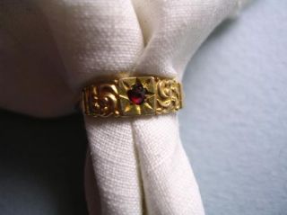 Sweetest Little Antique Victorian Gold and Garnet Repousse Baby or