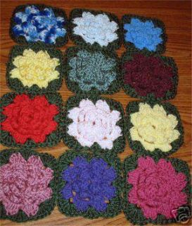 New Twelve Crocheted Grandmas Rose Garden