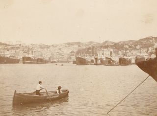 Italy Genoa Harbour Panorama Old Snapshot Photo 1899