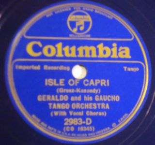 Geraldo Gaucho Tango Orchestra Columbia Royal Blue 78