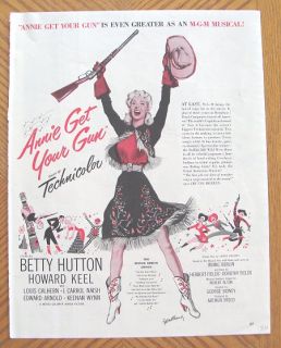 1950 Annie Get Your Gun Movie Hutton Keel Print Ad