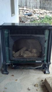  Gas Fireplace with Green Stone Accents
