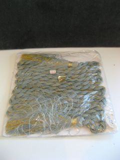 Vtg Aqua Silk Gold Lurex Chair Tie or Curtain Tiebacks 84 Tassel Ends