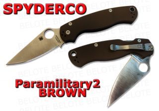 Spyderco Exclusive Para Military 2 CPM S35VN Blade Brown G 10 Numbered