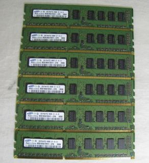  SAMSUNG 2GB PC3 8500E 1066MHZ DDR3 Unbuffered ECC MEMORY 6x 2GB  12GB