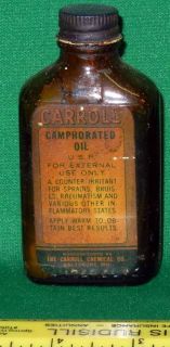 Vintage Carroll Chemical Co Baltimore MD Camphorated Oil Bottle