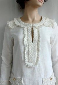New $425 Tory Burch Gertrude Shift Dress Linen Tweed Fringe Elegant US