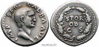 Rare Galba  Year of Four Emperors Roman Imperial Silver Denarius of