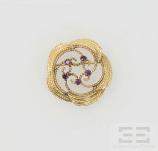 winard yellow 12k gold gf purple gemstone brooch