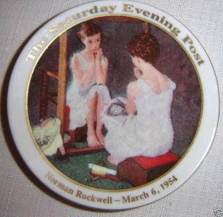 Very Small Rockwell Sep Collector Plate Girl in Mirror